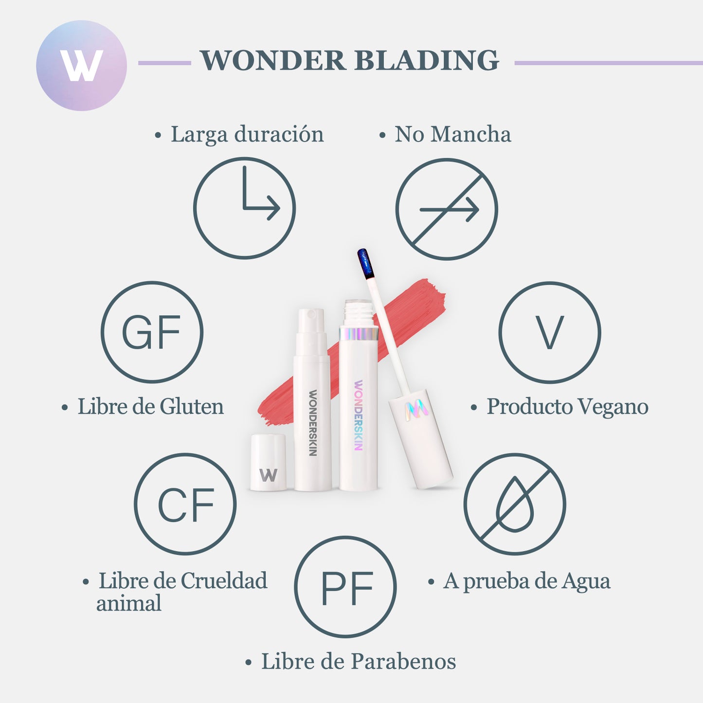 Wonder Blading Lip, Tinta Labial Indeleble de Larga Duración (Kit Whimsical)